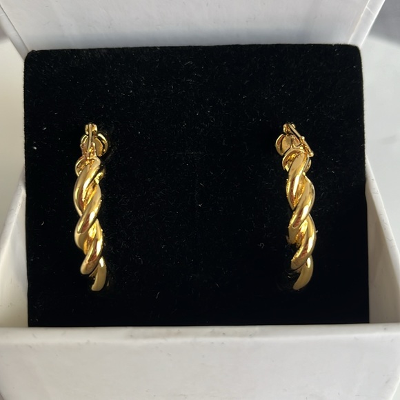 THE SAREE ROOM Gold Twist Earrings Large APPROX 3 inches - Picture 2 of 3